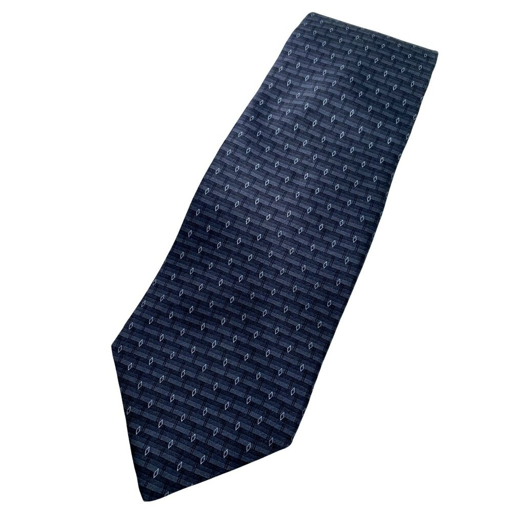 Zylos George Machado Black Gray Geometric Silk Tie Neck Luxury Vintage Mens